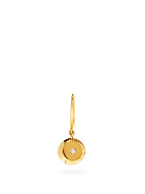 Aurélie Bidermann Fine Jewellery - 18kt Gold & Diamond Drop Single Earring - Womens - Gold