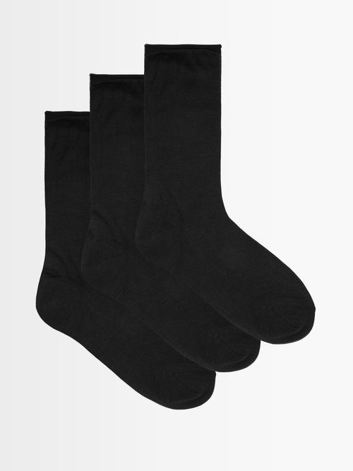 Pack Of Three Roll-top Silk Socks