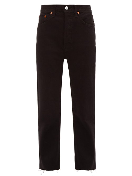 Re/done Stove Pipe High-rise Straight-leg Jeans In Black