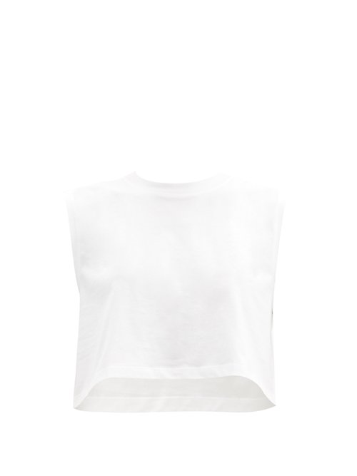 X Karla - The Sleeveless Crop Cotton-jersey Top White