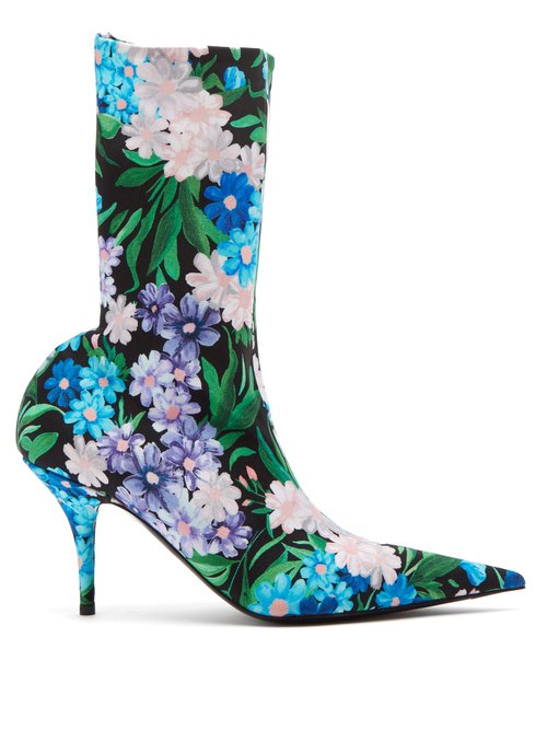 Wild flower-printed knife bootie by Balenciaga shoes online shopping at ...