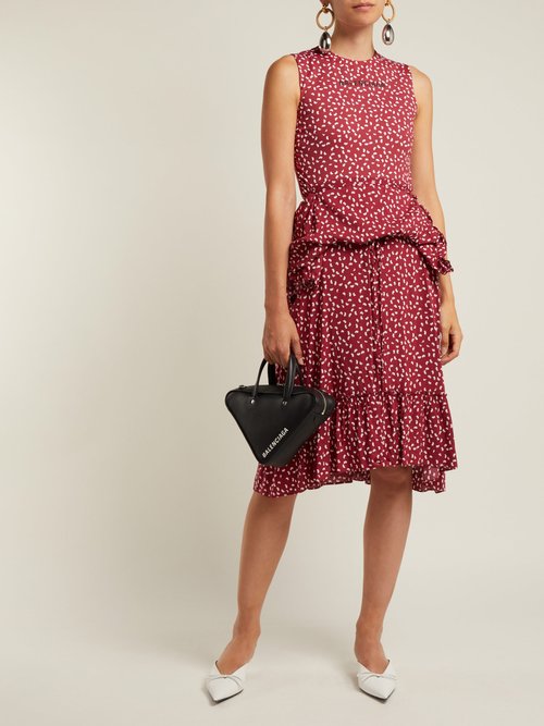 Balenciaga Paisley-print Layered Dress Burgundy Print - 80% Off Sale