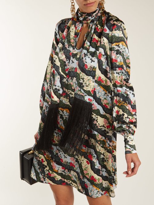 Erdem Gwendoline Keiko Marble-print Silk Dress Multi – 80% Off Sale
