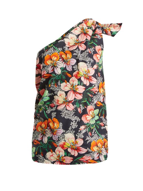 Buy Isabel Marant - Noor One-shoulder Floral-print Top Navy Multi online - shop best Isabel Marant 