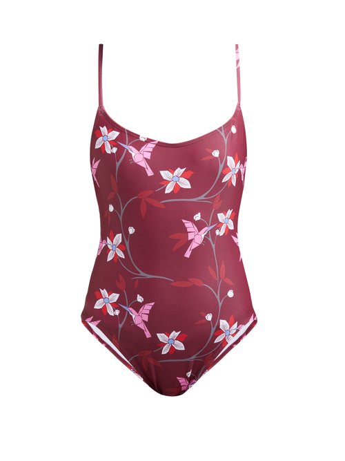 Thorsun - Billy Tropical Floral-print Swimsuit Burgundy Multi Beachwear