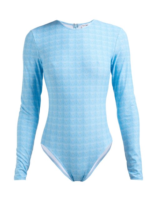 Thorsun - Collins Geometric-print Swimsuit - Womens - Blue Print