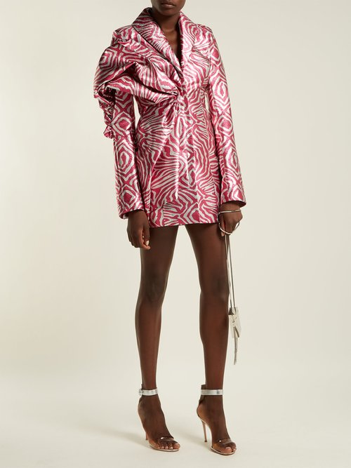 Halpern Zebra-print Lamé Mini Dress Pink Multi - 80% Off Sale