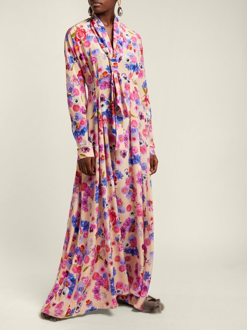Natasha Zinko Floral-print Silk Dress Pink Multi - 80% Off Sale