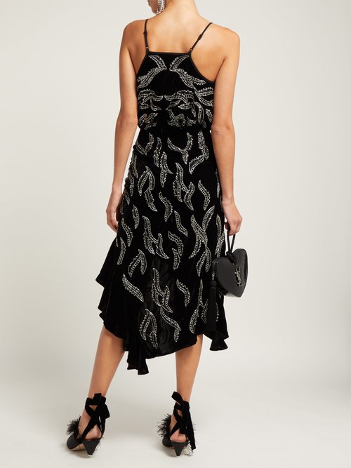 Dodo Bar Or Agnes Bead-embellished Velvet Dress Black - 80% Off Sale
