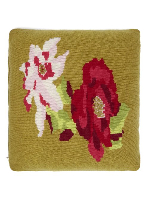 Floral-intarsia Cashmere Cushion