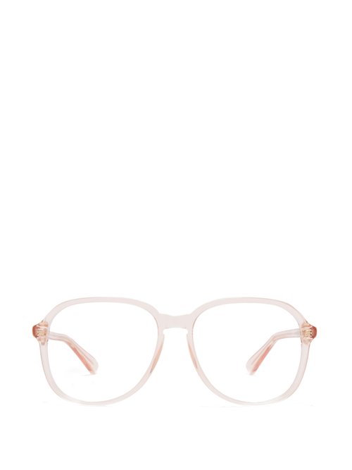 Gucci - Square Frame Acetate Glasses - Womens - Light Pink