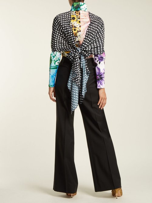 Richard Quinn Floral And Polka-dot Cape-sleeve Top Multi - 80% Off Sale