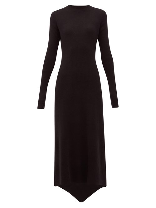 Raey - Fishtail Ribbed Cashmere Dress Black