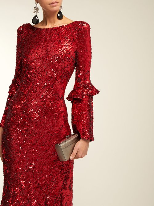 Maria Lucia Hohan Polina Asymmetric Sequinned Dress Red - 80% Off Sale
