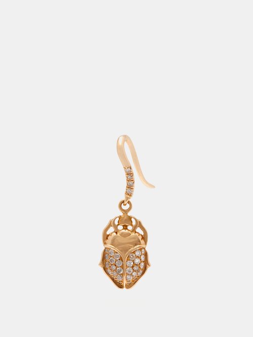 Aurélie Bidermann Fine Jewellery 18kt Gold And Diamond Scarab Single Earring