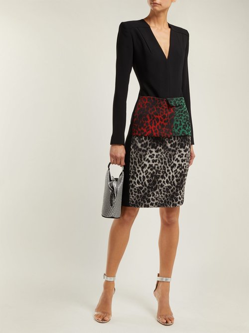 Roland Mouret Jalore Leopard-print Cady Dress Black Multi - 70% Off Sale