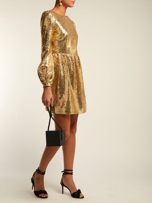 Saloni Camille Sequinned Mini Dress Gold - 70% Off Sale