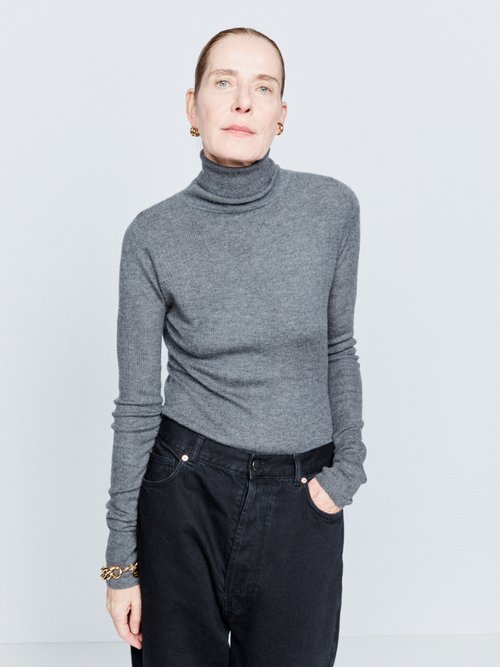 Raey - Roll-neck Fine-rib Cashmere Sweater Charcoal