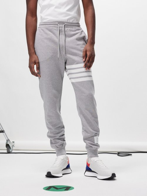 Thom Browne - Striped Cotton-jersey Track Pants - Mens - Light Grey
