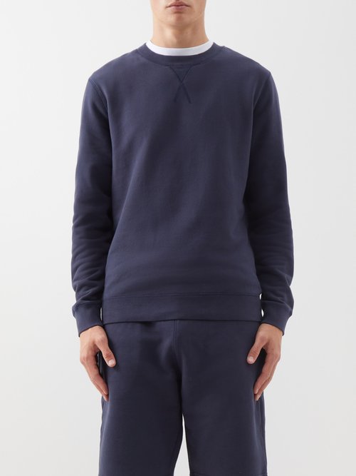 Sunspel – Crew-neck Cotton-jersey Sweatshirt – Mens – Navy