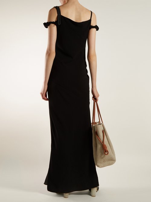 Loewe Leather-trimmed Panelled Crepe Dress Black - 70% Off Sale