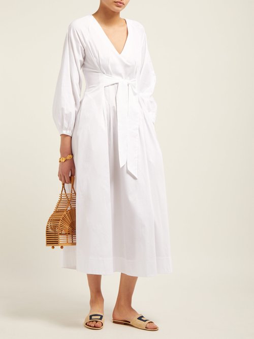Mara Hoffman Vivica Tie-front Cotton Midi Dress White - 70% Off Sale