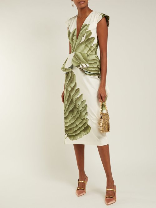Johanna Ortiz Natural Listic Palm Leaf-print Cotton Dress Ivory Multi - 70% Off Sale