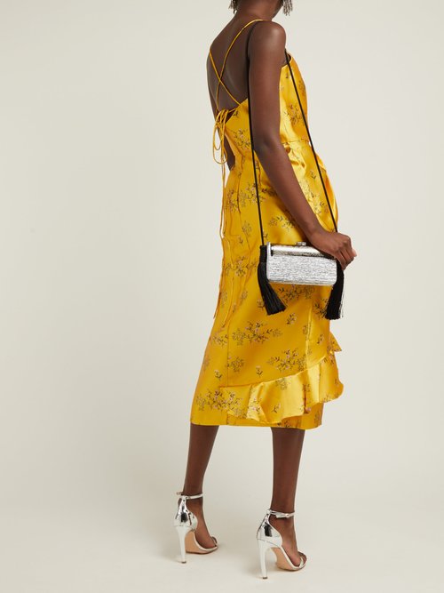 Buy Johanna Ortiz Escape With Me Floral-print Satin Dress Yellow online - shop best Johanna Ortiz clothing sales