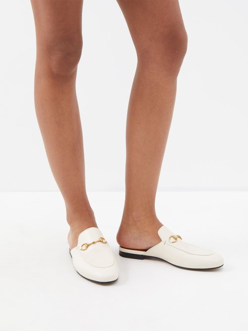 Gucci Princetown Leather Backless Loafers White