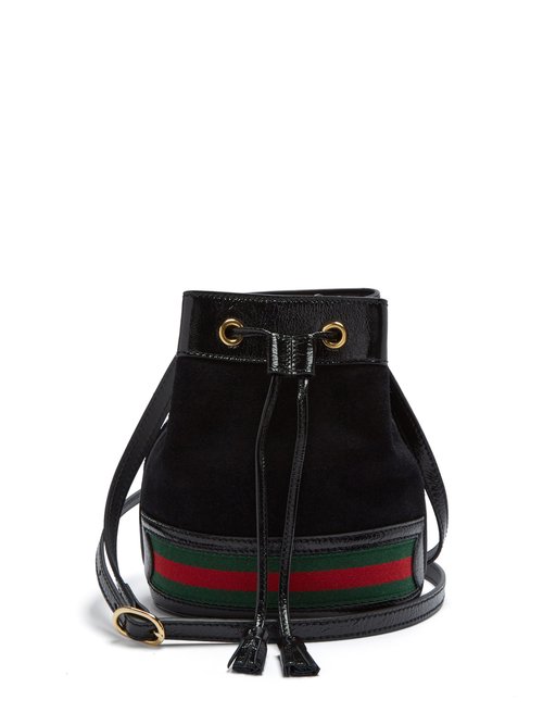Gucci - Ophidia Mini Web-striped Suede Bucket Bag - Womens - Black Multi