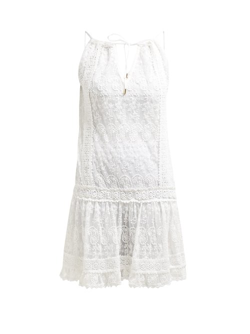 Melissa Odabash - Zoe Floral-embroidered Mini Dress - Womens - White