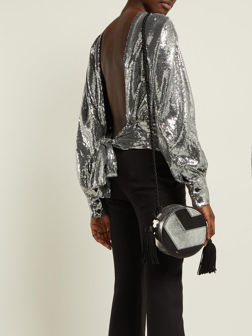 MSGM Open-back Sequin Blouse Silver – 70% Off Sale