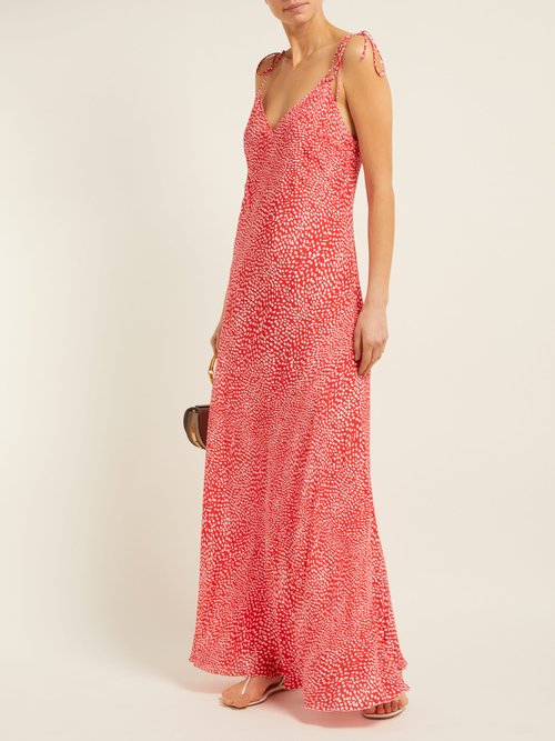 Athena Procopiou Mandrem Love-print Silk-crepe Dress Red White - 70% Off Sale