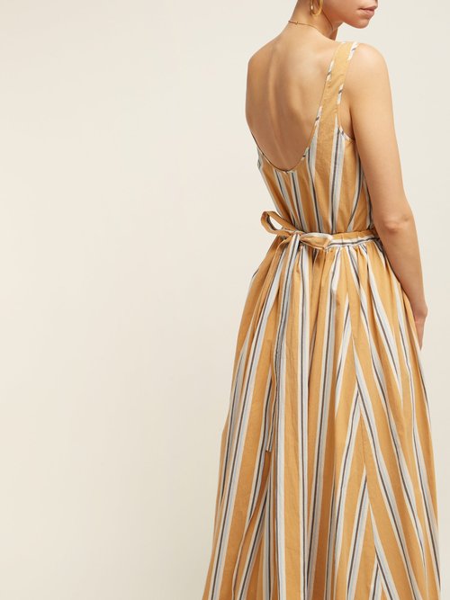 Brock Collection Oriana Striped-cotton Maxi Dress Yellow Multi - 70% Off Sale