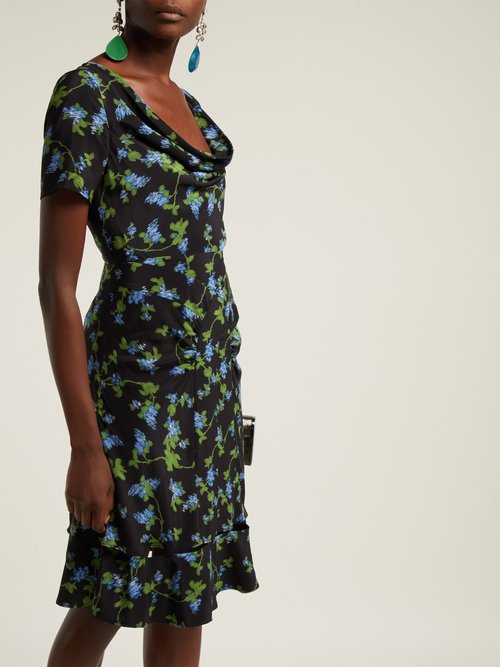 Buy Altuzarra Lucia Floral-print Silk-crepe Dress Black Multi online - shop best Altuzarra clothing sales