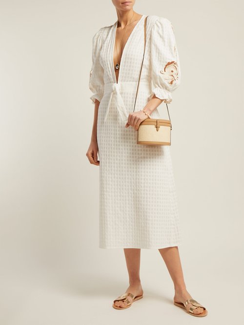 Adriana Degreas Porto Embroidered Midi Dress White - 70% Off Sale