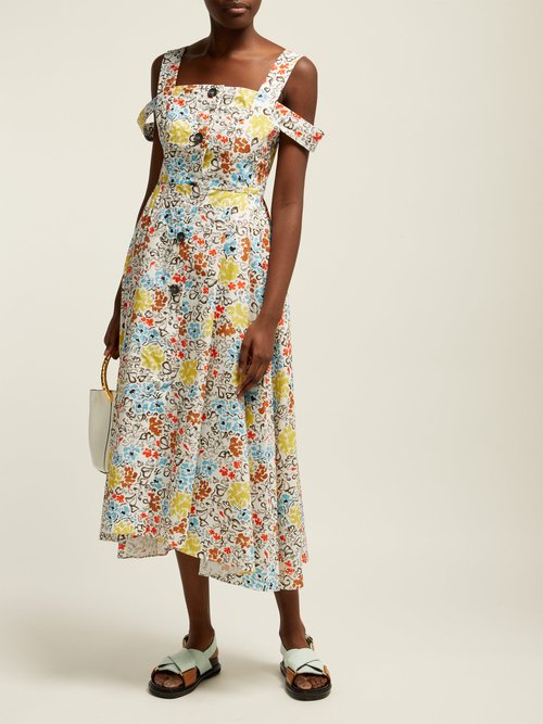 Isa Arfen Positano Floral-print Cotton Dress Multi - 70% Off Sale