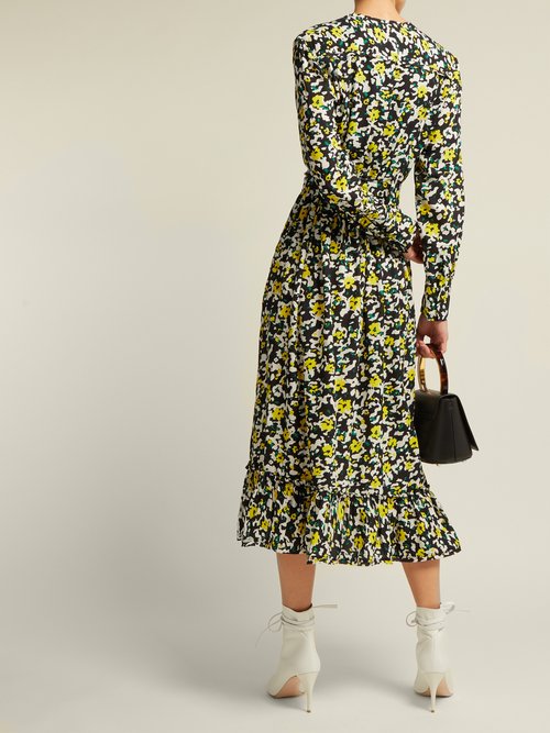 Buy Proenza Schouler Floral-print Crepe Midi Dress Black Multi online - shop best Proenza Schouler clothing sales