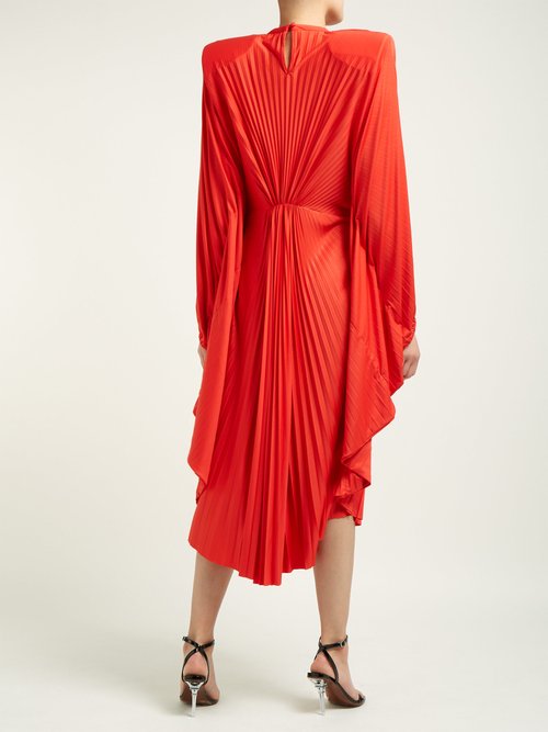 Vetements Sunburst-pleated Jersey Midi Dress Red - 70% Off Sale