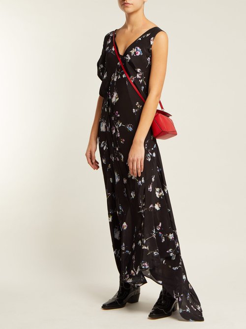 Preen Line Dana Floral-print Midi Dress Black Multi - 70% Off Sale
