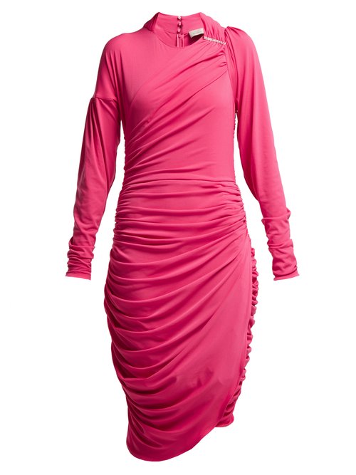 Preen By Thornton Bregazzi – Alexandra Crinkled-georgette Ruched Midi Dress Pink