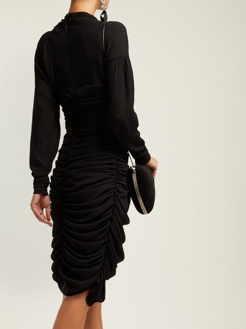 Preen By Thornton Bregazzi Alex Crinkled-georgette Ruched Midi Dress Black - 70% Off Sale