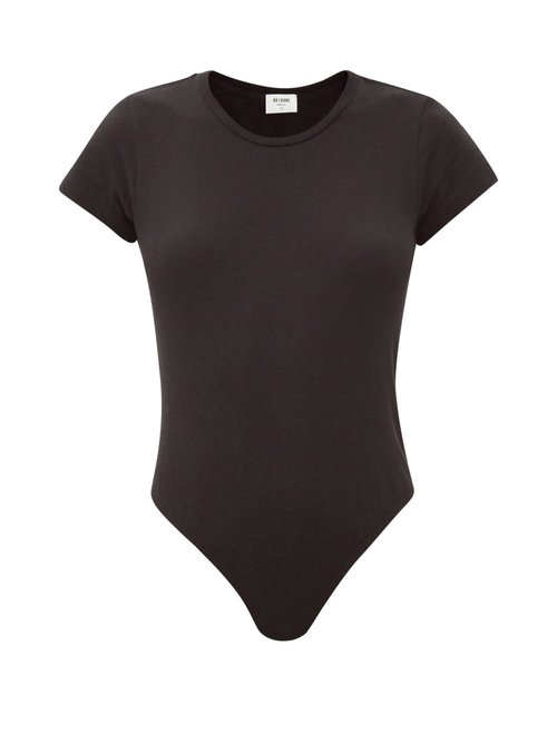 Re/Done - 1960s Cotton-mélange Bodysuit Black