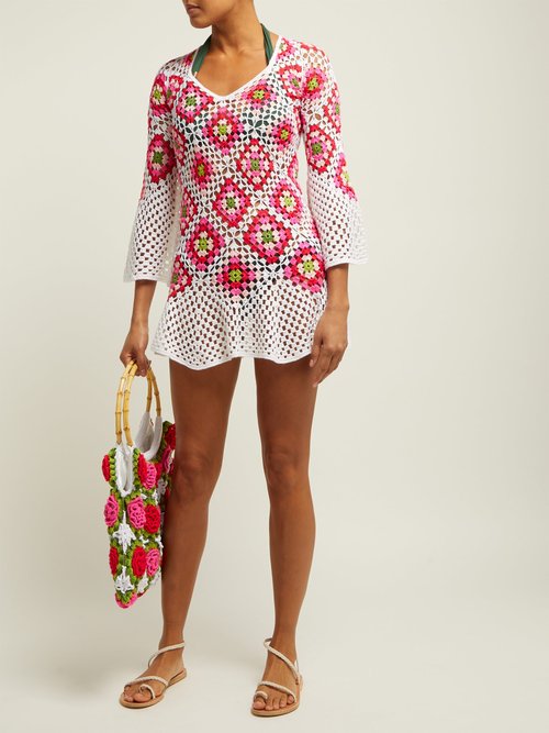 My Beachy Side Bisou V-neck Crocheted-knit Cotton Midi Dress White Multi - 70% Off Sale