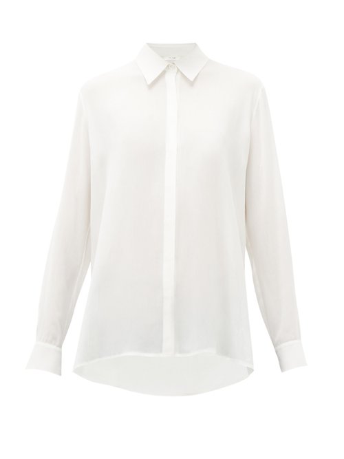The Row - Carla Long-sleeved Chiffon Shirt Ivory