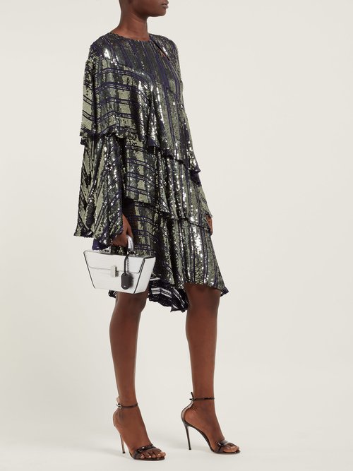 Osman Tina Sequin Asymmetric-tiered Dress Dark Grey - 70% Off Sale