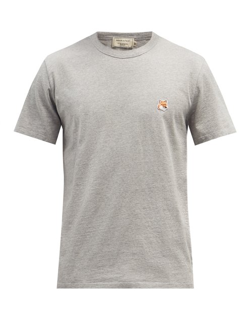 Maison Kitsuné - Fox Head-patch Cotton-jersey T-shirt - Mens - Grey