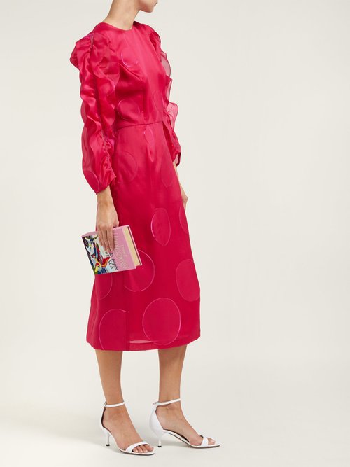 Carolina Herrera Polka-dot Fil-coupé Silk-blend Dress Fuchsia - 70% Off Sale