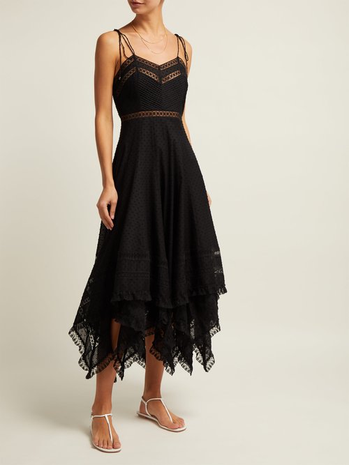 Zimmermann Juno Cotton And Lace Scarf Dress Black - 70% Off Sale