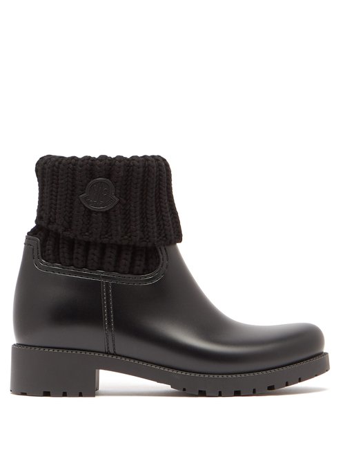 Moncler – Ginette Knitted And Rubber Rain Boots Black